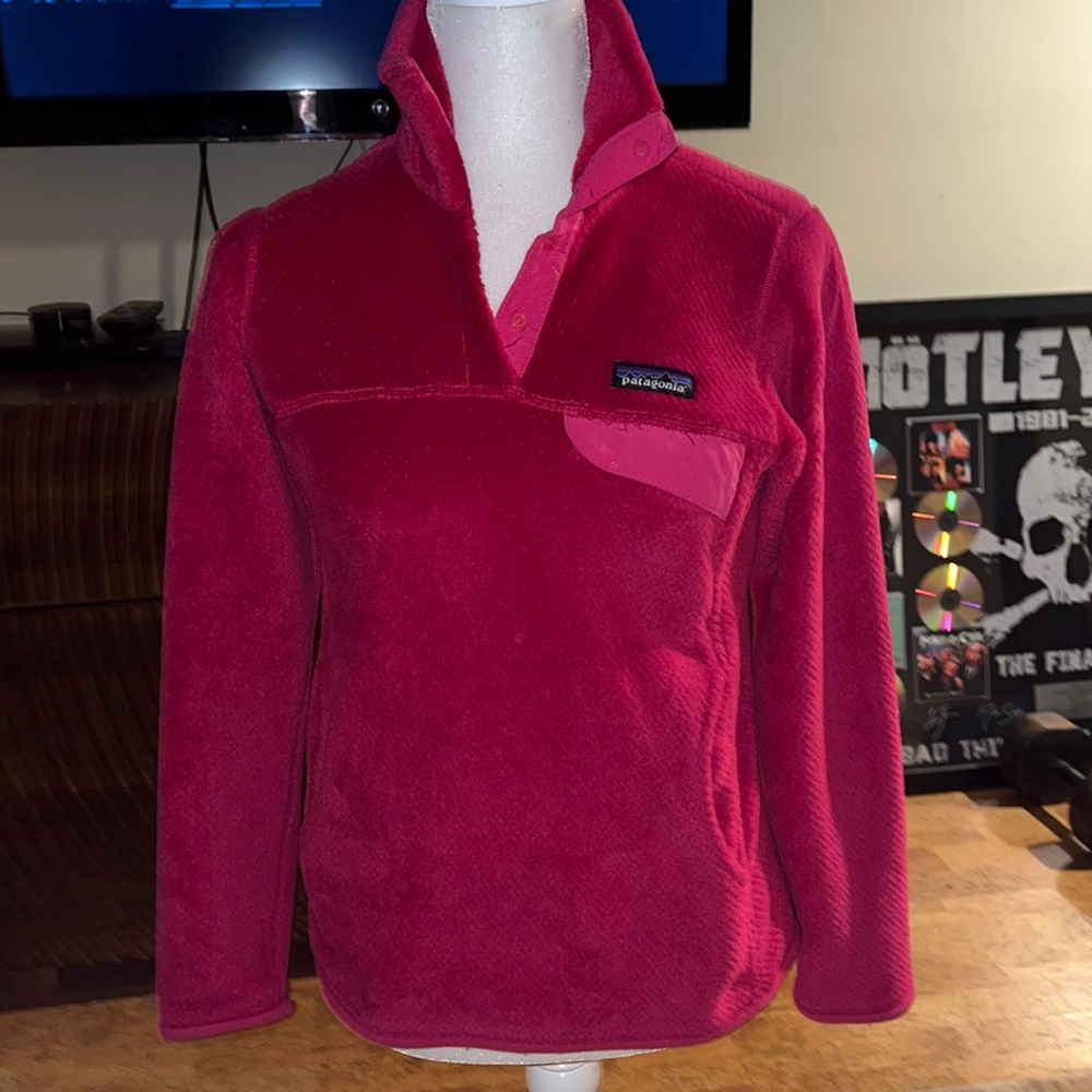 XS Raspberry Patagonia ReTool Snap Sweater